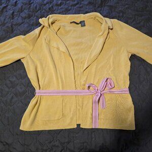 Hillard & Hanson Silk Vintage 00s Women's Button Cardigan with Tie Belt